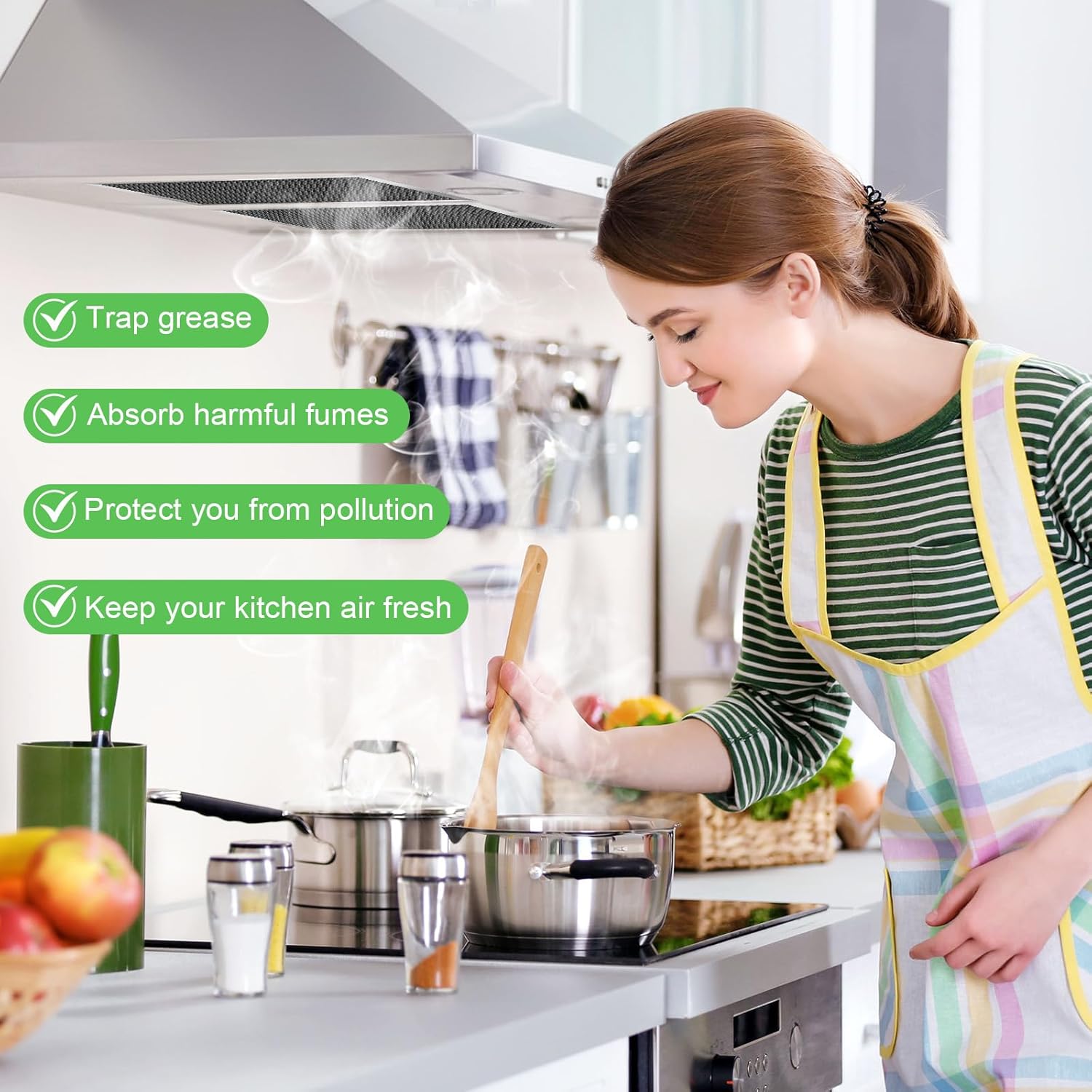 Hortsun 18 Pack Range Hood Filter 8.75 x 10.5 Inch Replacement Grease Filter Aluminum Charcoal Combo Compatible with 97007696 W10355450