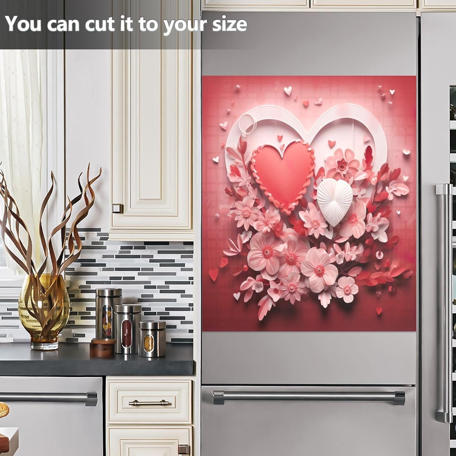 Valentine S Day Theme Dishwasher Magnet Cover, 23x26 Inch Decorative Front Dishwasher Cover Sticker, Home Decoration for Kitchen Appliances