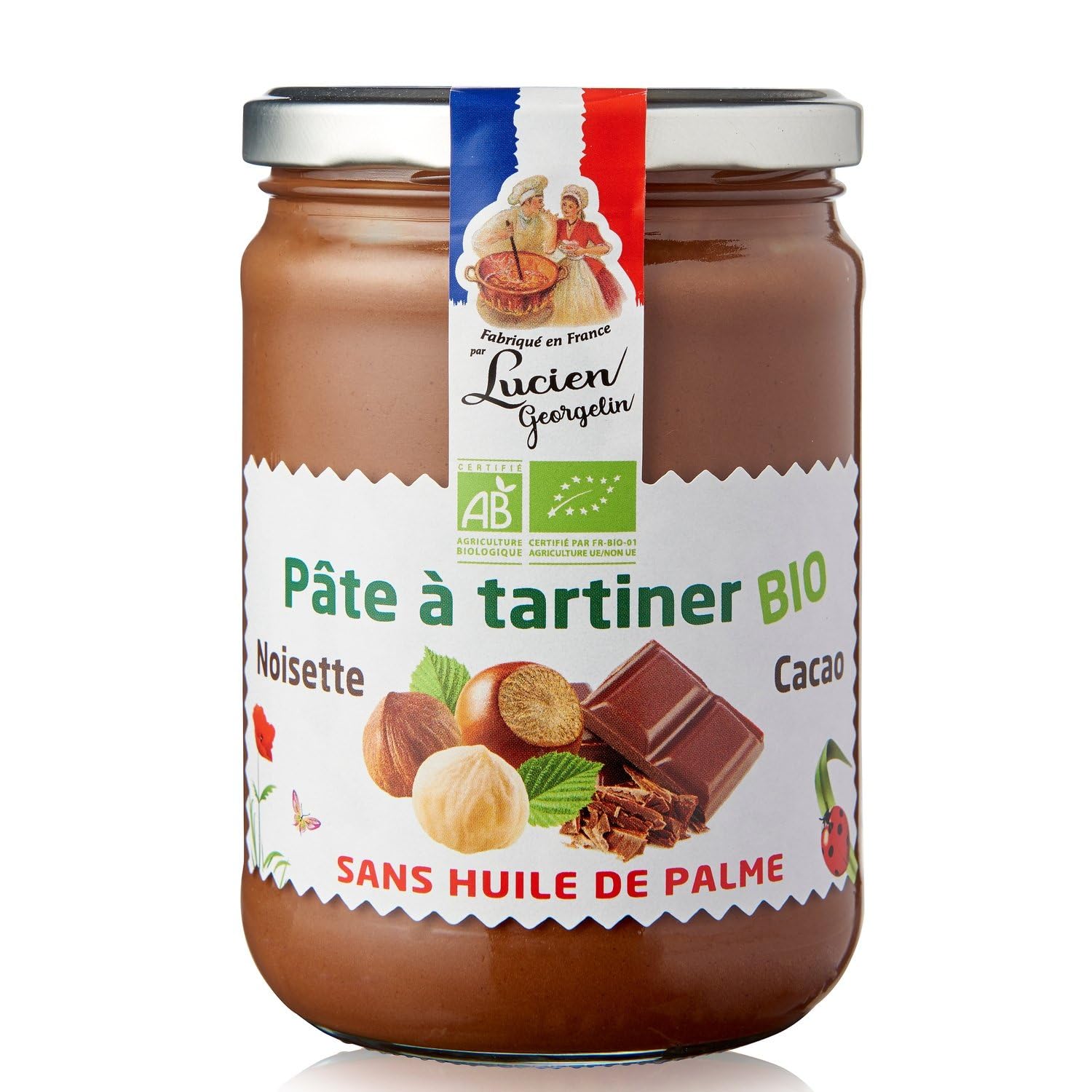 Pâte à Tartiner noisettes et cacao bio LUCIEN GEORGELIN - le pot de 600g Lot De 3 - Par Lot