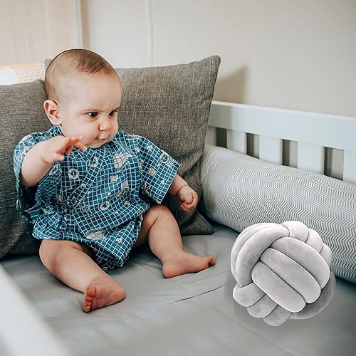 Miniatura 5 de Aoruisen Almohadas de bola de nudo suave, cojín de felpa anudada, almohada redonda de nudo hecho a mano, almohadas de felpa redondas decorativas