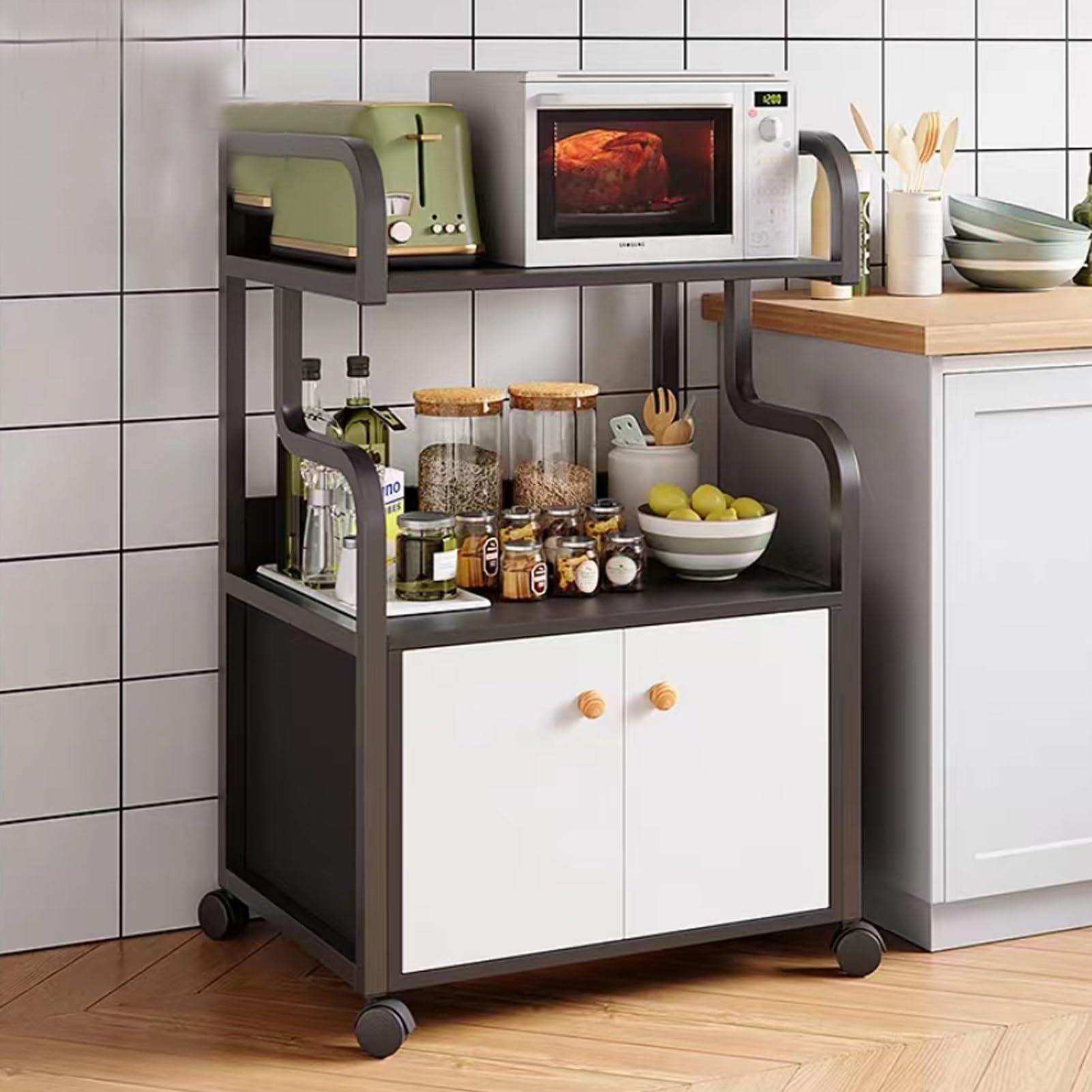 Étagère roulante pour micro-ondes et meuble de rangement peu encombrant