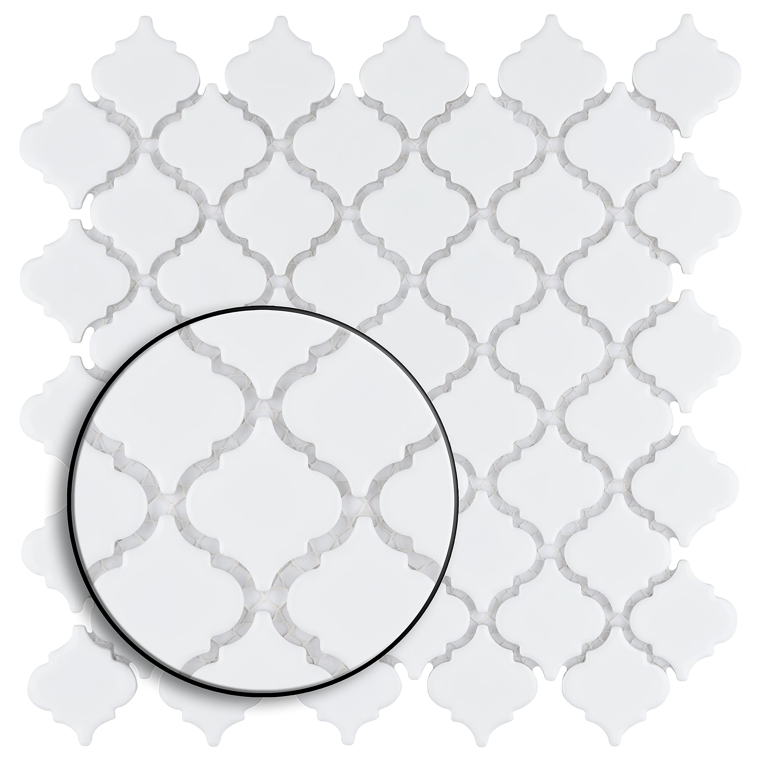 Merola Tile Hudson Tangier - Azulejo de porcelana blanca brillante de 12-3/8 x 12-3/8 pulgadas