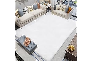Chloelov Cozy Luxurious White Faux Fur Area Rug