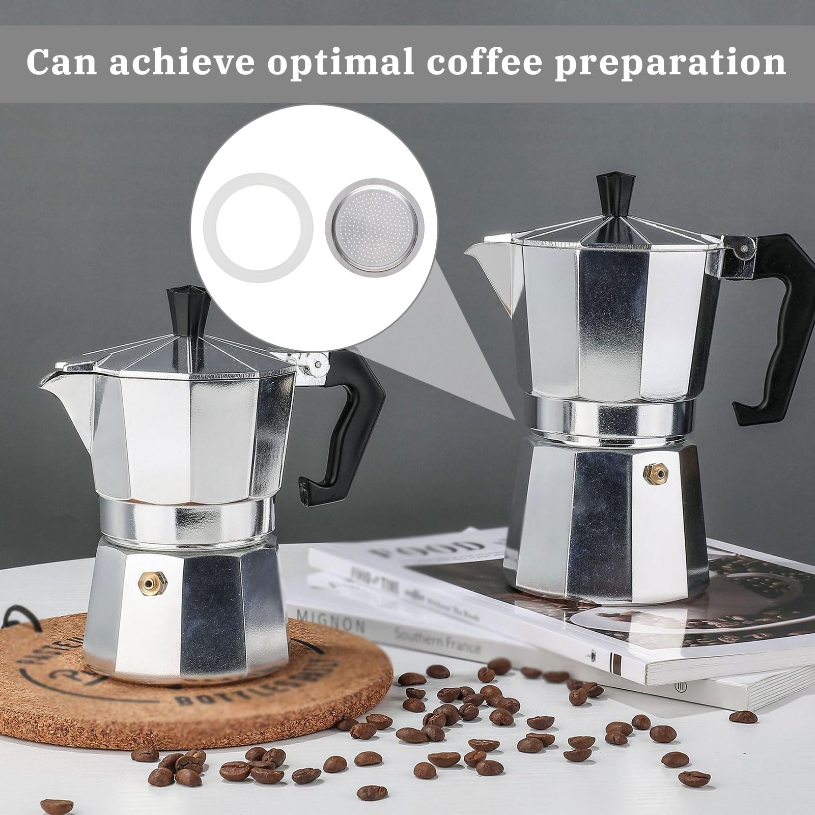 Guarnizioni Per Caffettiera Espresso - 3 Anelli Silicone + Filtro Acciaio, Per 6 Tazze - Foto 11