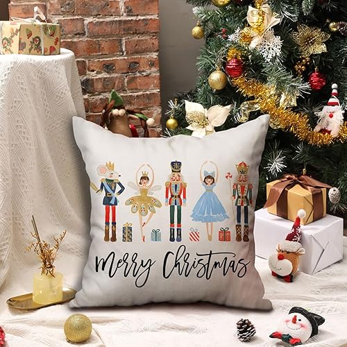 Miniatura 2 de Funda de almohada de 18 x 18 pulgadas, diseño de cascanueces de Navidad, decoración de invierno, vacaciones, decoración para sofá, A18