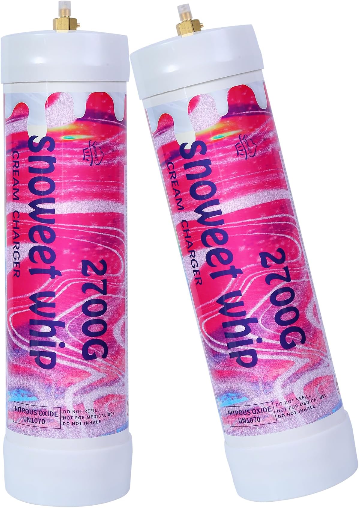 Generic SNOWEET Cream Charger Tanks Original Flavor Steel Whipped Cream Dispensers 4.0L 2700Gram Whipped Cream Canisters with nozzles (Unflavour-2 Cylinders), 240617YW4.0L-2