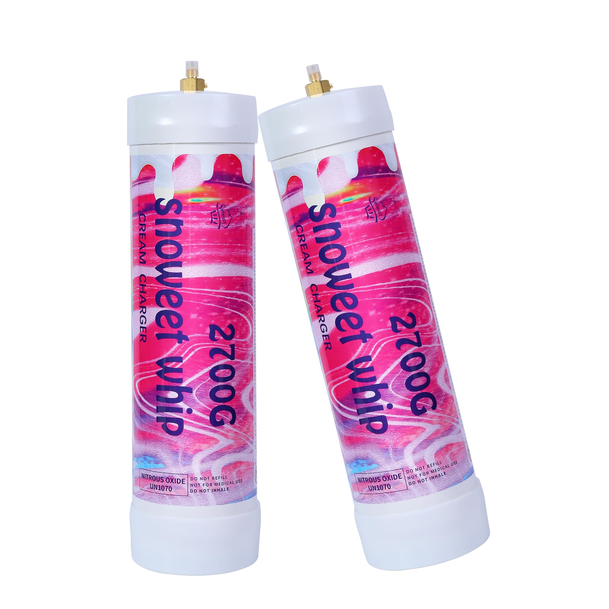Generic SNOWEET Cream Charger Tanks Original Flavor Steel Whipped Cream Dispensers 4.0L 2700Gram Whipped Cream Canisters with nozzles (Unflavour-2 Cylinders), 240617YW4.0L-2