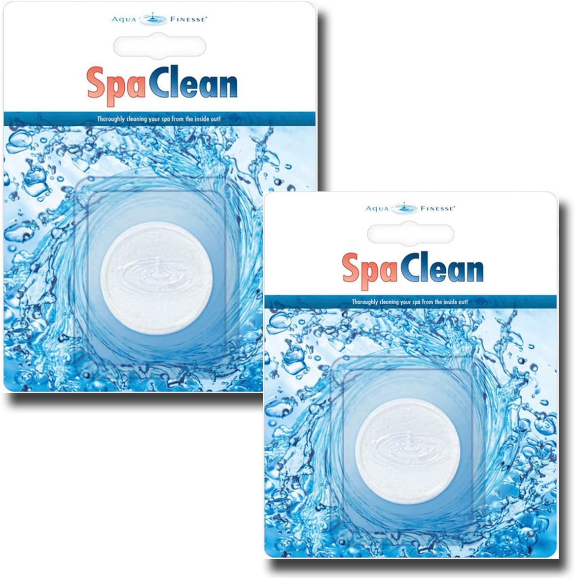 AquaFinesse Spa Clean Puck Cleanser - 2 Pack - bio film cleaner and shock for spas, hot tubs, jetted bath and whirlpool