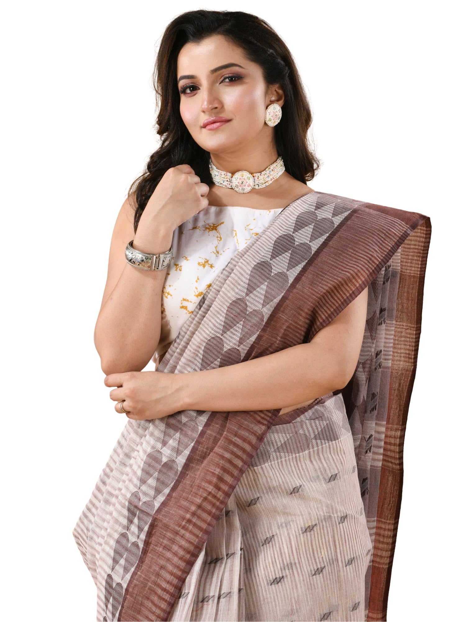 dB DESH BIDESH Women`s Cotton Saree Cotton Silk Fancy Tant Saree handloom