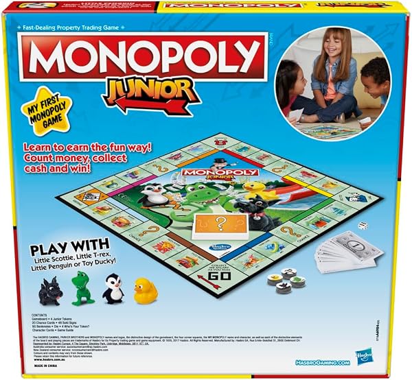 Monopoly Junior Game, Monopoly Board Game for Kids, Family Game for 2-4 Players, Multicolor JUNIOR Single - 5