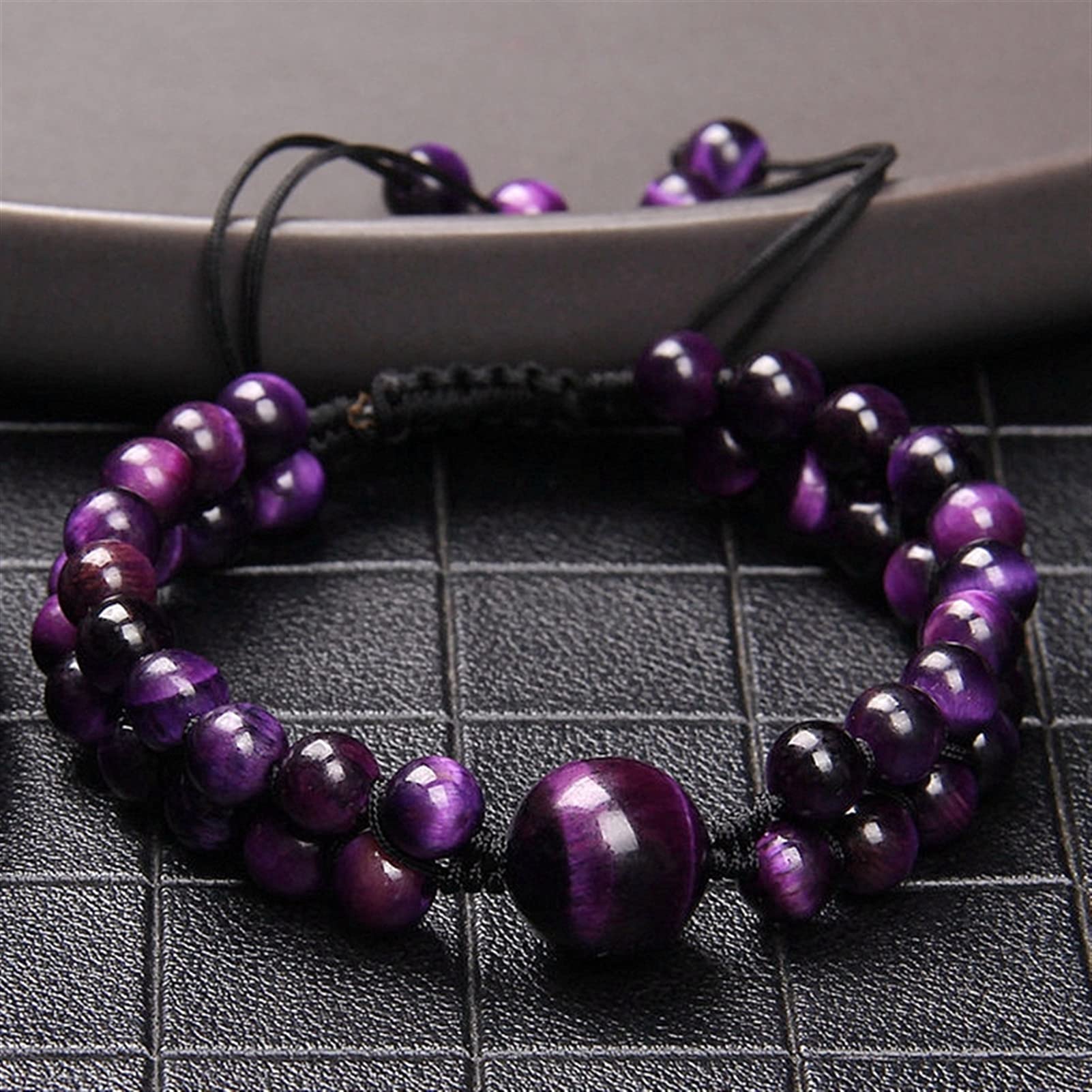 Naturstein-Armband, Vintage-Stil, natürlicher Tigerauge-Stein, geflochtenes Armband, Herren, zweireihig, 6 mm Perlen, Armbänder für Frauen, exquisiter Schmuck, Armband-Schmuck