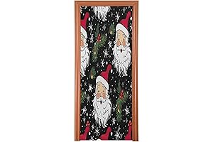 35 x 79 Inch Black Santa Christmas Door Cover