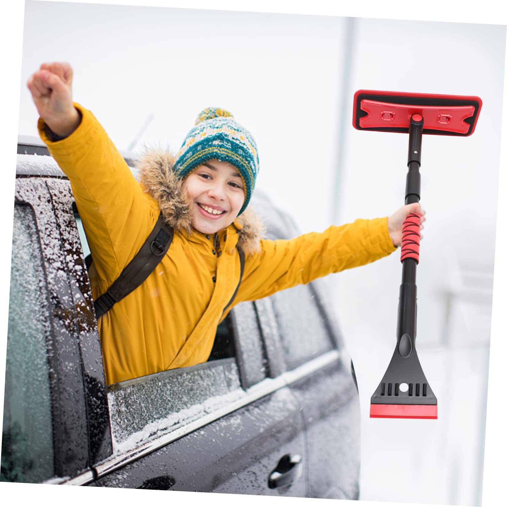 BESPORTBLE Spazzola per Neve e Raschietto Ghiaccio per Auto Asta Retrattile Scopa per Neve Raschietto per Parabrezza Rimozione e Ghiaccio
