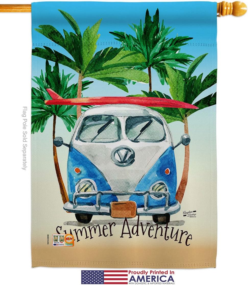 Summer Adventure House Flag Summertime Fun and Sun Beach Pool Luau Tropical Party Season Outdoor Sunny Small Decorative Gift Yard Banner Made In USA 28 X 40