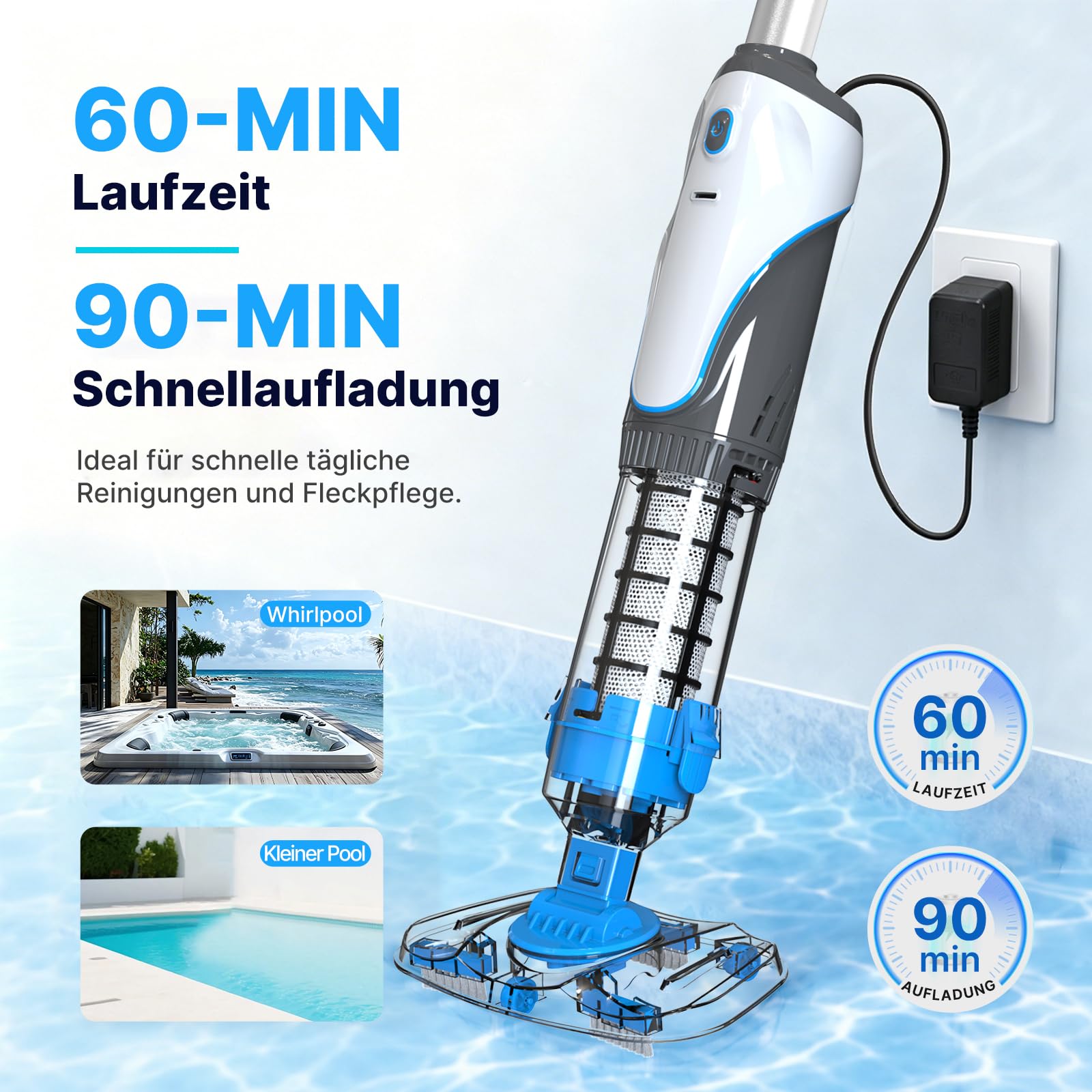 2026 Poolsauger Akku, Pool Staubsauger Handsauger Kabellos