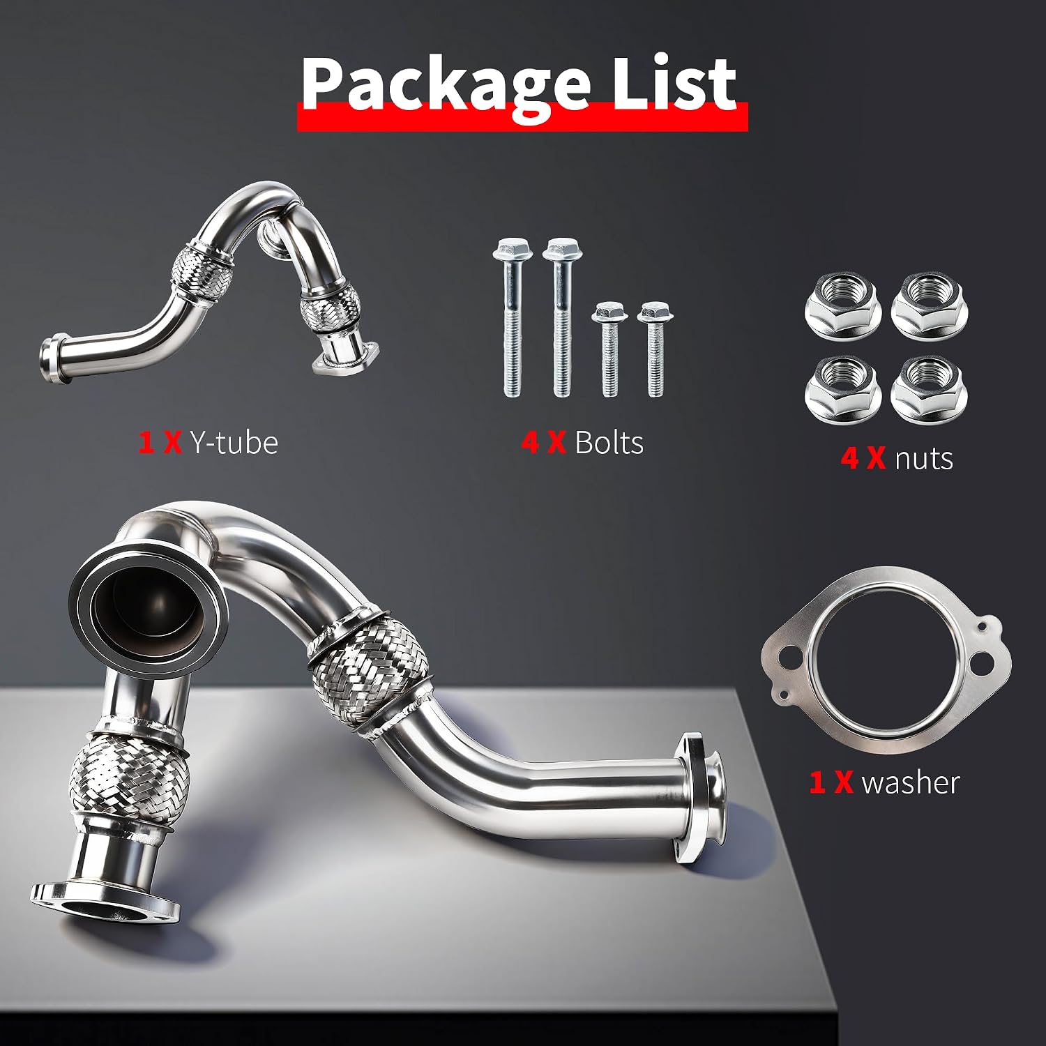 679-011Turbocharger Y-Pipe Up Pipe Kit With Gasket Compatible with For Ford F250/F350/F450/ F550 /Excursion 6.0L 2003-2010 For Ford 2003-2007