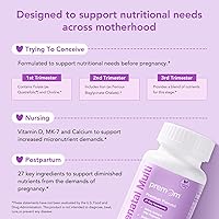Vista 5 de Premom Prenatal Vitamins for Women - Conception for Her Multivitamin: 27 Nutrients, Includes 680mcg Methyl Folate + Choline + Iron, Traceable