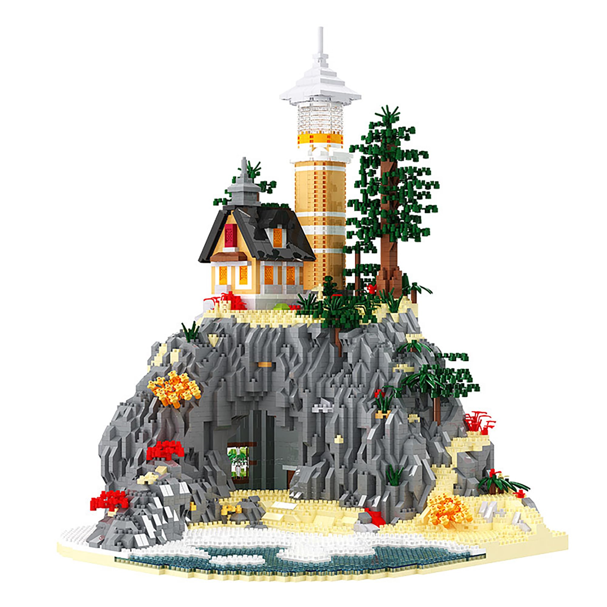 Insel-Leuchtturm Mini Bausteine Spielzeug Kit, 5686 Teile Mikro Klemmbausteine Modular Spielzeug Modell, DIY Kreatives Architektur Modellbausatz, Nicht Kompatibel mit Großen Marken