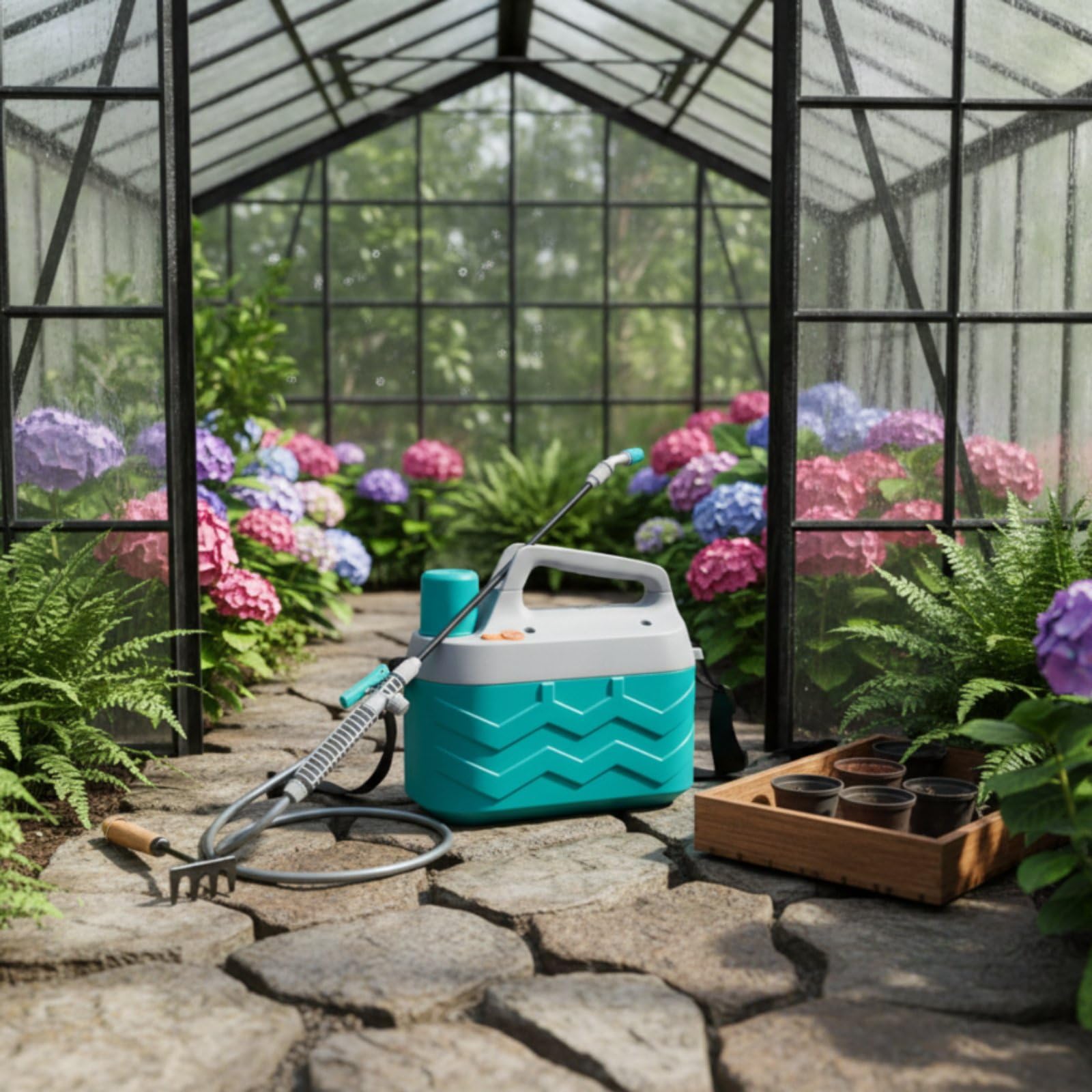 Spruzzatore Elettrico per Giardinaggio Spruzzino Nebulizzatore Pompa a Pressione Serbatoio 5 L in Plastica Facile da Trasportare per Serre Pulizia Giardino Manutenzione Piante
