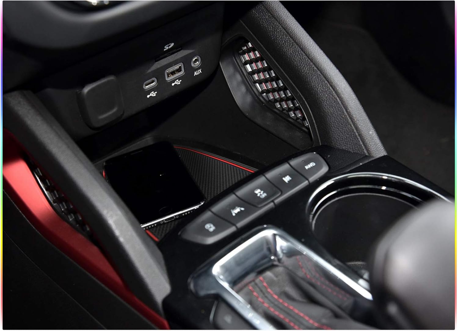 SKTU for 2021-2024 2025 2026 Chevy Trailblazer Door Slot Mat 2024 2025 2026 Chevy Trailblazer Accessories Non-Slip Interior Door Groove Gate Pad Fit Door Compartment Cup Center Console Liners (Red)