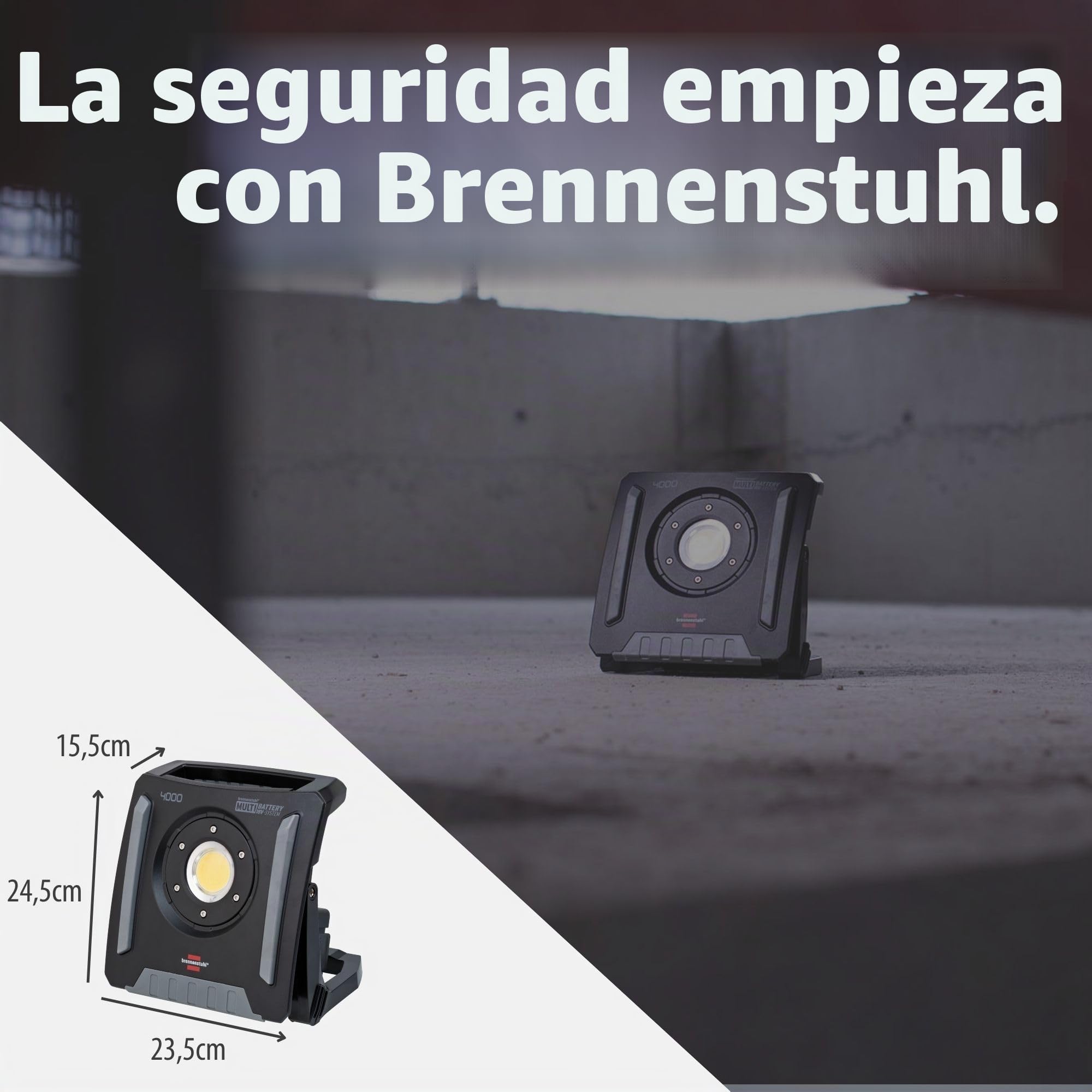 Brennenstuhl Professional Multi Battery foco LED a batería 4000 MA (40W, 4500lm, IP65, foco de obra compatible con baterías de 18V de 10 fabricantes diferentes, sin batería)