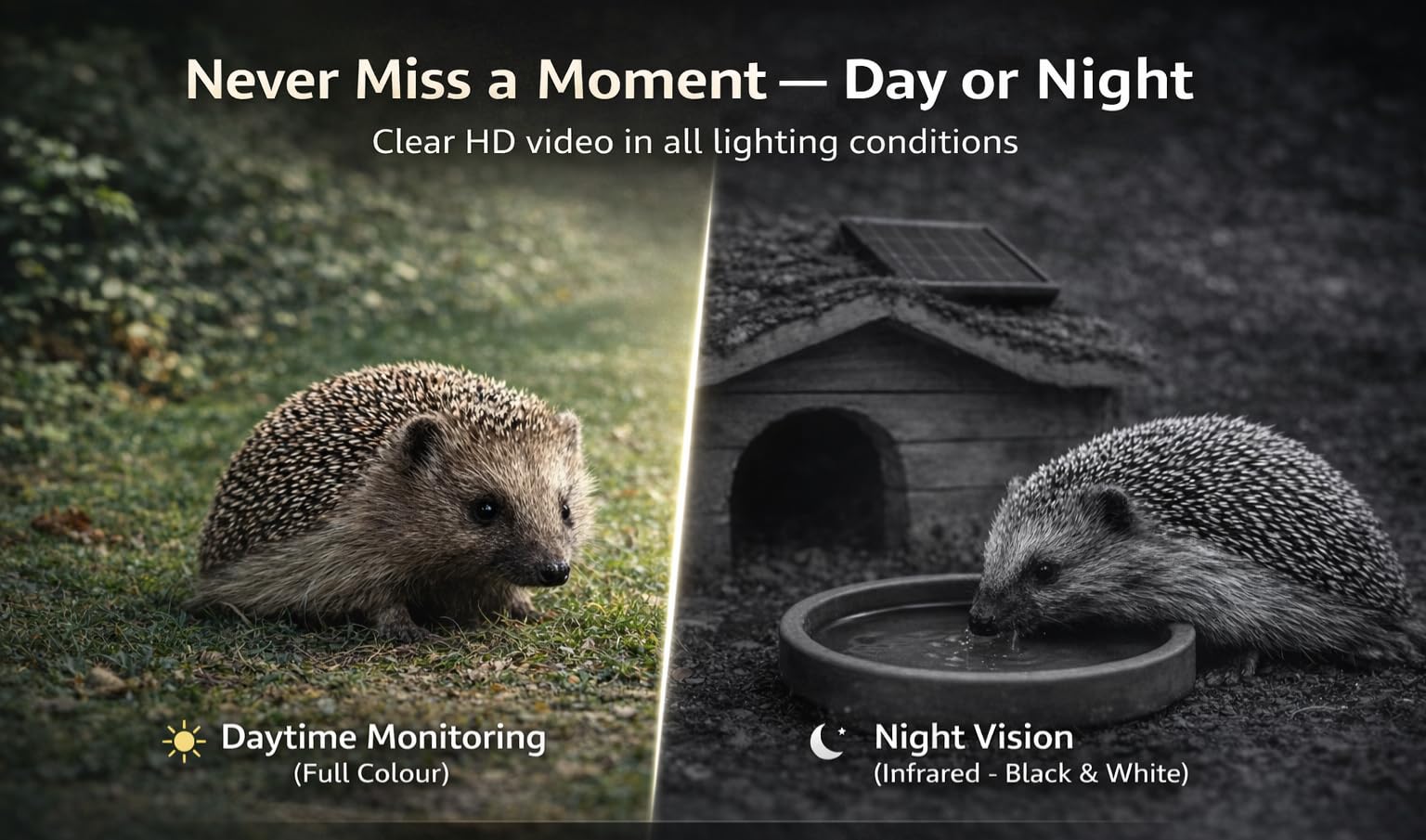 Hedgehog Feeder Camera WiFi 4MP HD - Stazione di alimentazione per riccio per la fauna selvatica del giardino, telecamera WiFi ad energia solare con app Live View, visione notturna, avvisi di