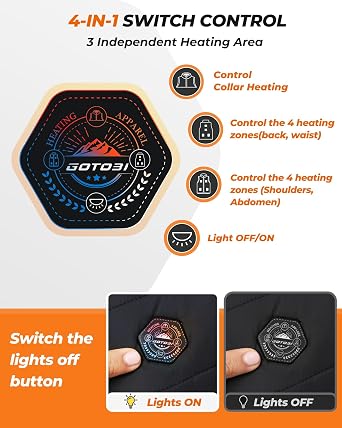 Women's Heated Vest with 16000mAh 7.4V Battery,9 Heating Zones, 4-in-1 Intelligent Switch with Light-Off