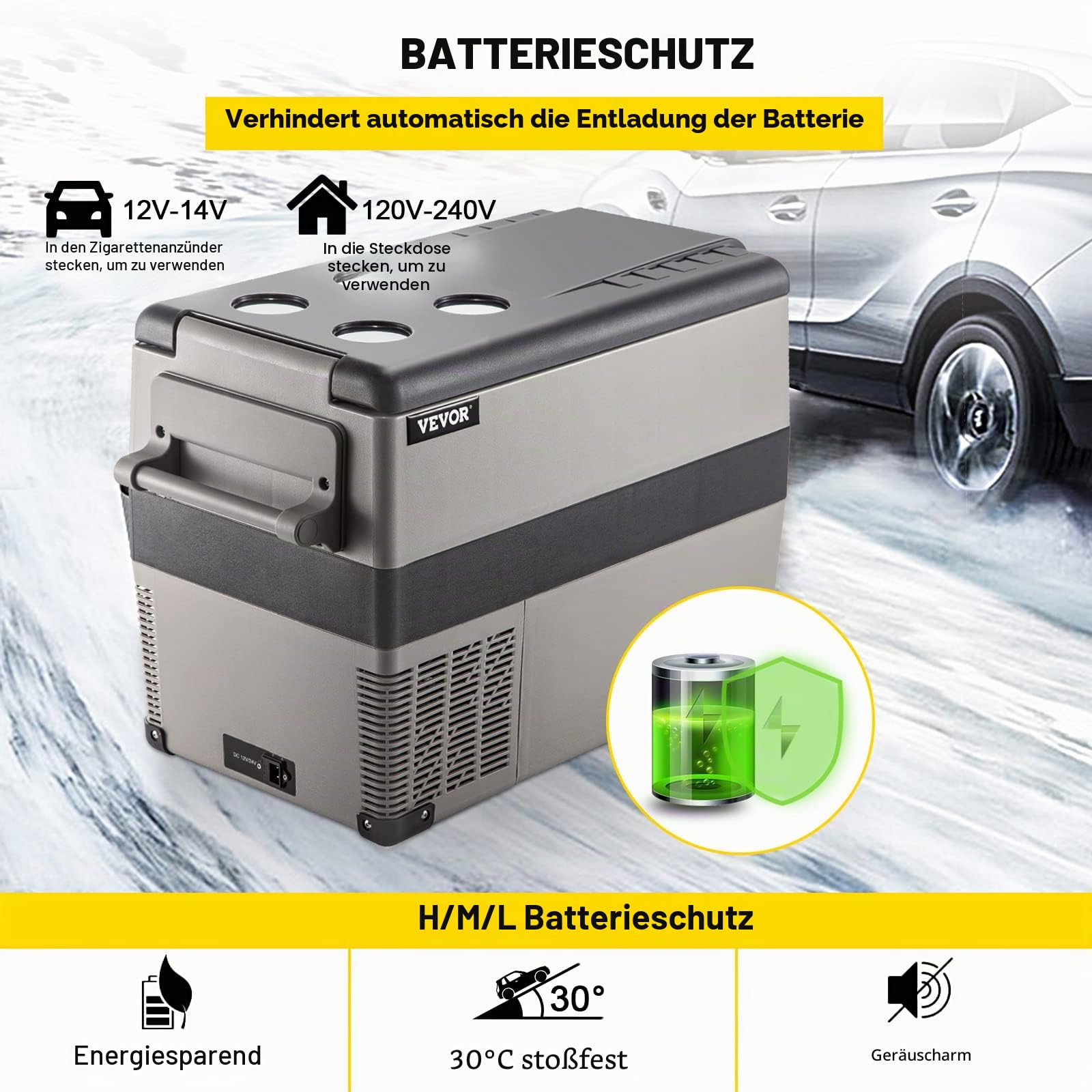 VEVOR Auto Kühlschrank 45L Kompressorkühlbox 60W Tragbarer Kühlschrank