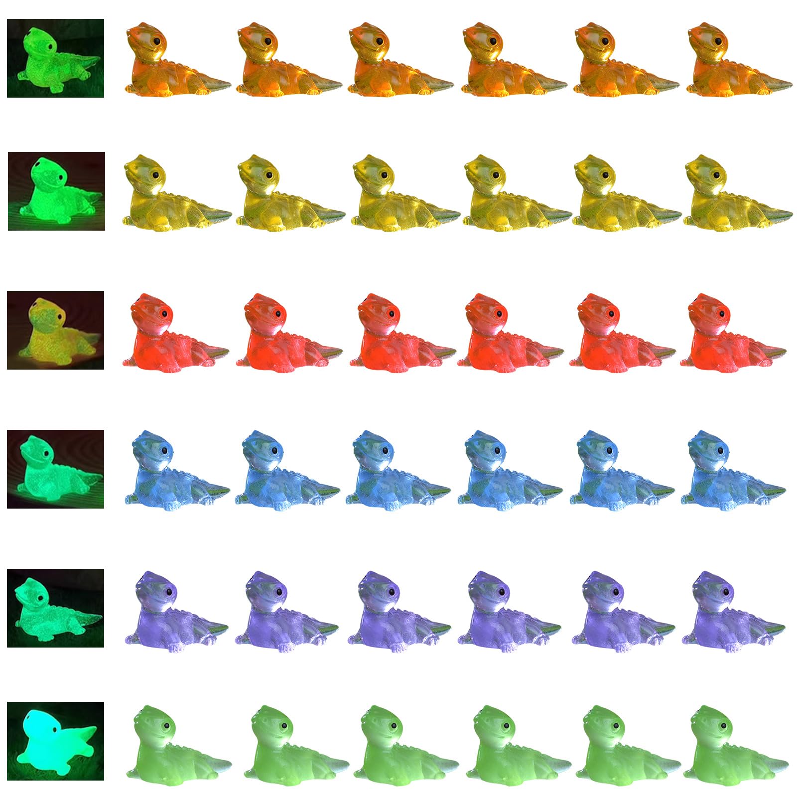 iMagitek150 Pcs Luminous Mini Resin Lizard Miniature Figurines Glow in The Dark Tiny Lizard Figurines for Fairy Garden Landscape Flower Pots DIY Crafts