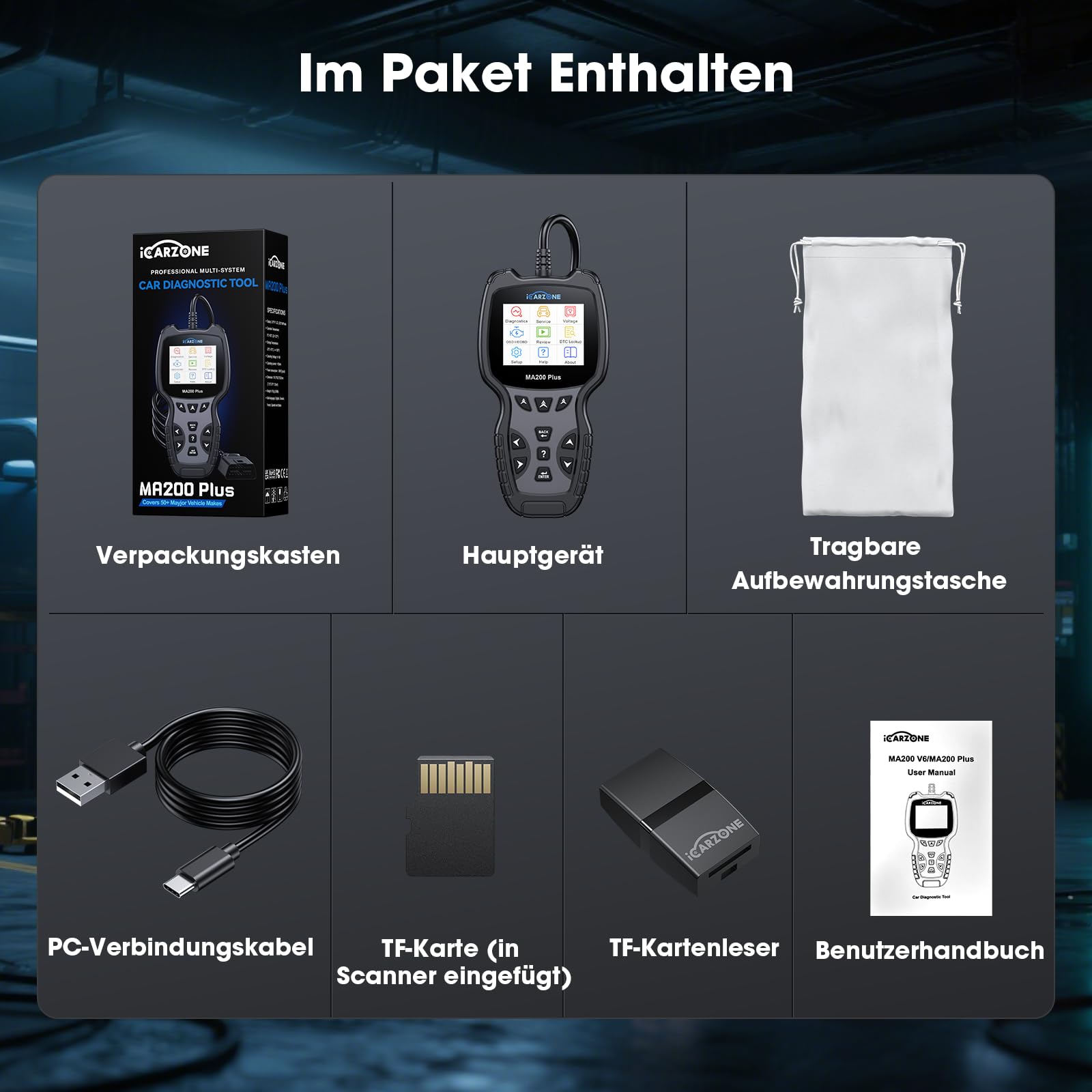 MA200 Plus OBD2 Diagnosegerät für Alle Fahrzeuge, Auslesegerät Auto mit Alle Systemdiagnosen, 6 Resets KFZ Diagnosegerät, Öl/EPB/SAS/TPMS/DPF/BMS, Vollständigen OBDII, Lebenslange Updates