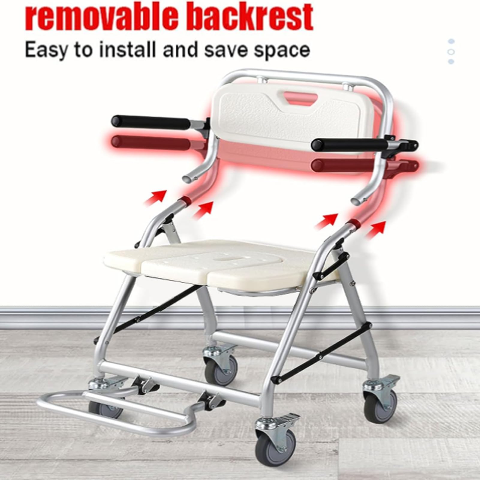 Silla de ducha plegable con brazos, sillas de ducha con respaldo para personas mayores para cabina de ducha, asiento de ducha rodante, ayuda para la movilidad y la vida diaria, instalación sin