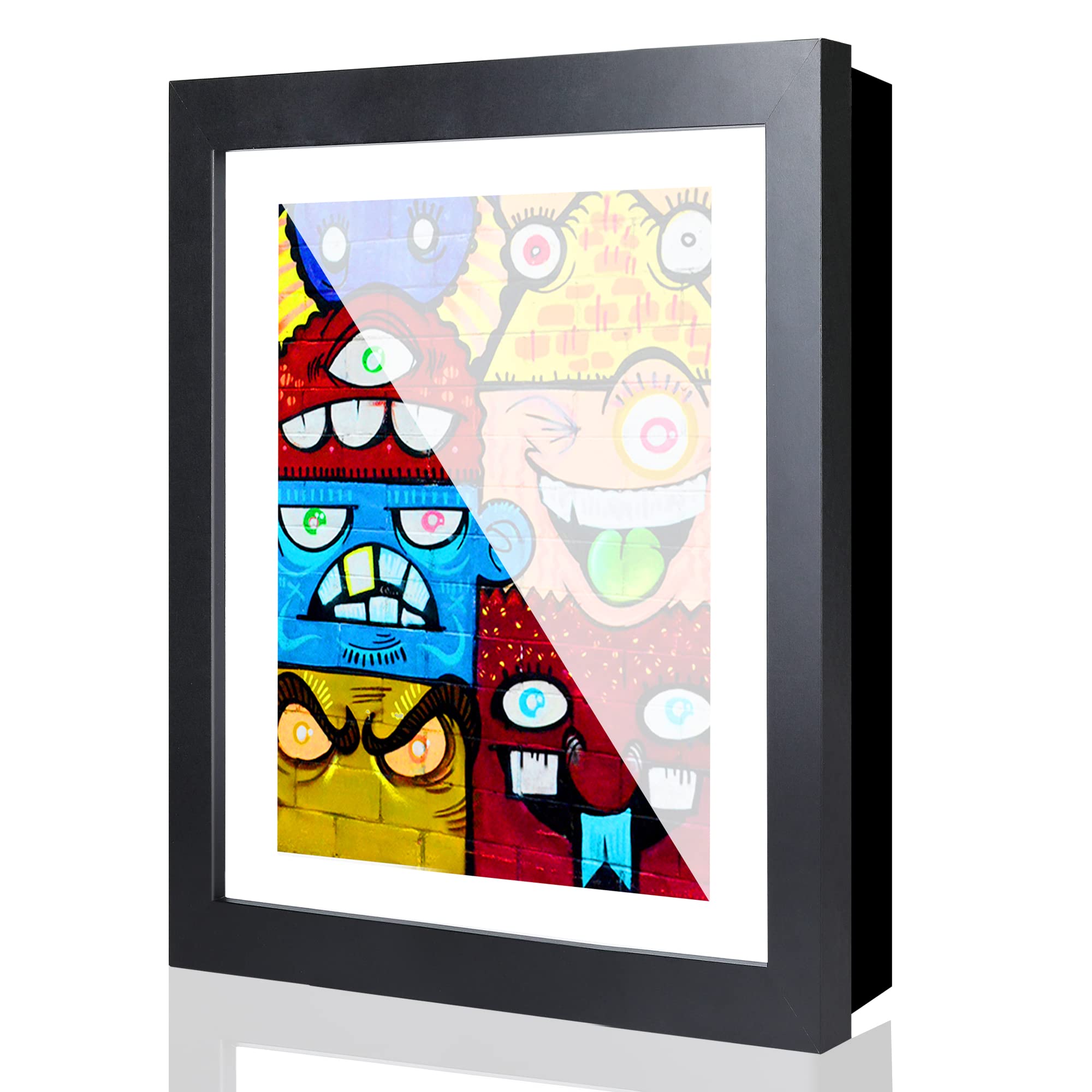 Kids Art Frames, LaVie Home 10x12.5 Kids Artwork Picture Frame Black Frame 1 Pack- Displays 8.5x11 With Mat and 10x12.5 Without Mat - Composite Wood with Tempered Glass - Wall Mount, Horizontal and Vertical Display