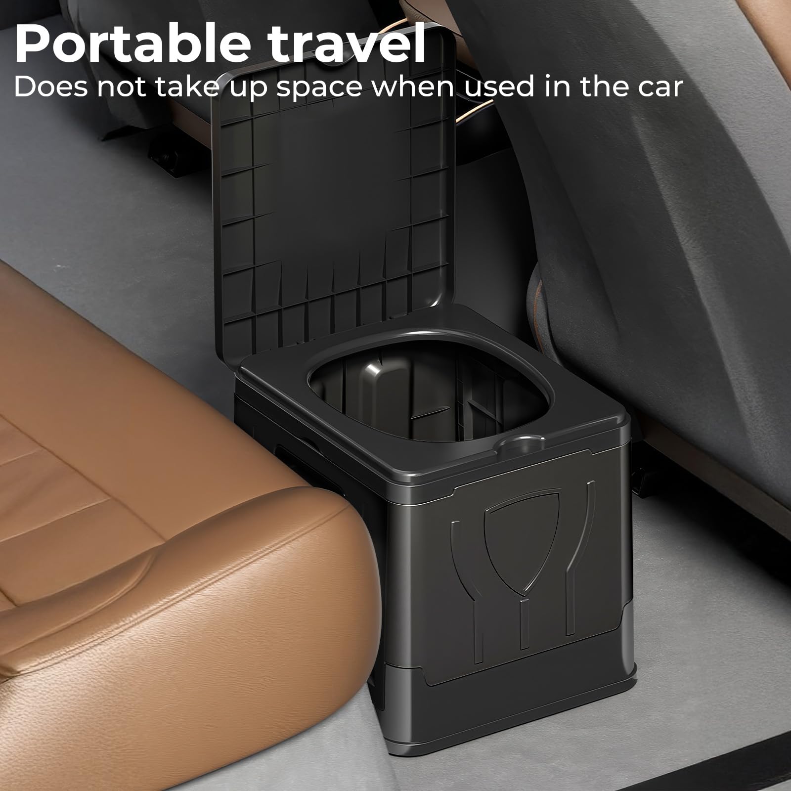 WC Portatile Pieghevole 20L con Sacca, Sacchetti e Sedile – WC da Campeggio Chimico per Adulti, Cesso Portatile per Camper, Viaggi, Emergenza, Bagno Esterno Compatto (Nero)