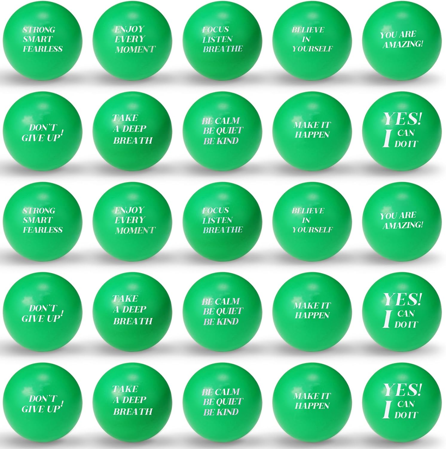 100 Pieces Motivational Stress Balls Colorful Foam Inspirational Pack Small Anxiety Stress Relief Quotes Ball for Relief Encouraging(Motivational,Green)