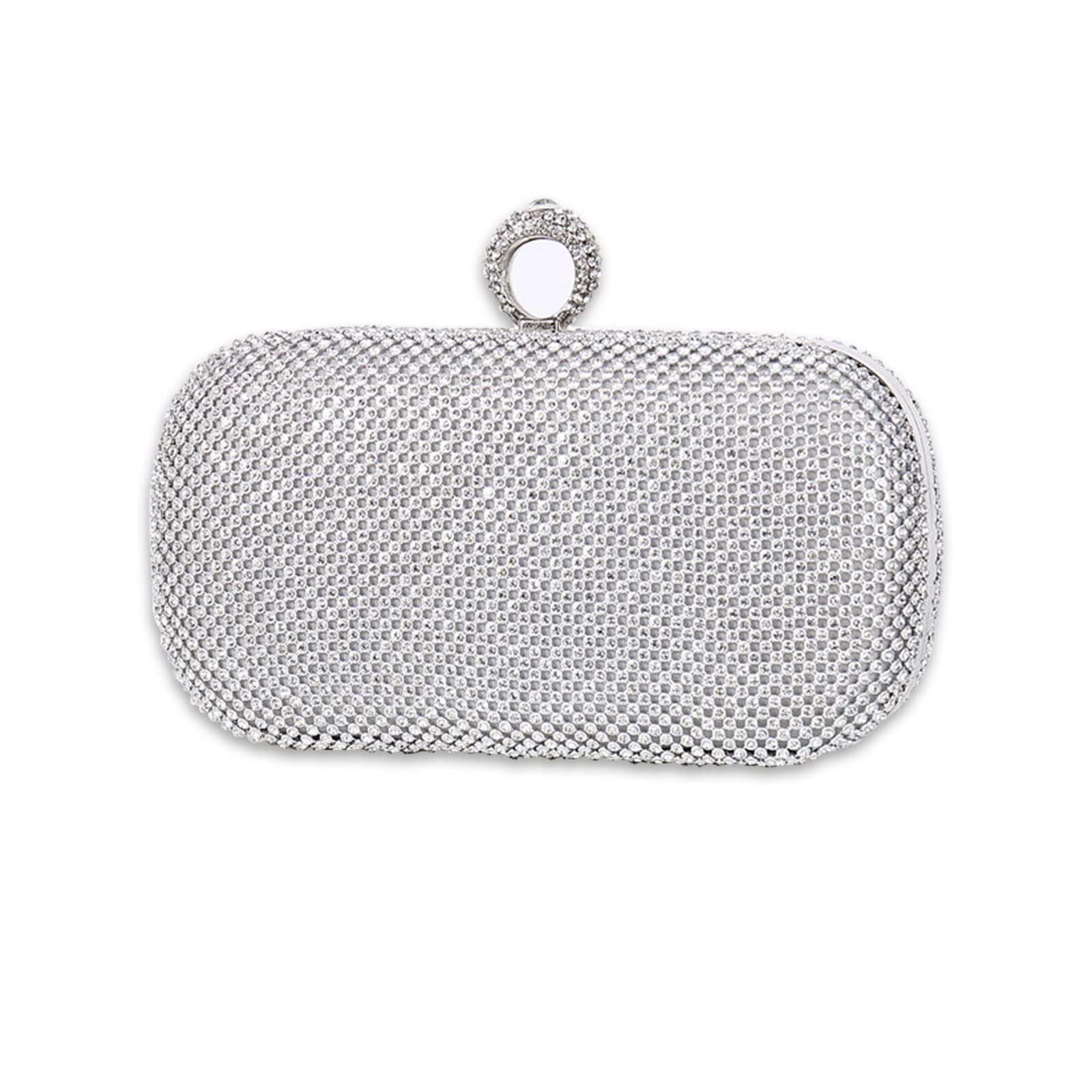 CORIOS Damen Abendtasche Strass Handtasche Damen Glitzer Clutch Strasssteine Schultertasche Braut Handtasche Abnehmbarer Kette Umhängetasche Klein Tasche für Hochzeit Abendparty Tanzparty Silber