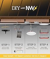 Vista 8 de NUWATT Iluminación empotrable con clasificación de fuego de 2 horas, luces LED de oblea de 6 pulgadas, 2700 K/3000 K/3500 K/4000 K/5000 K