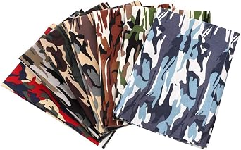 Gukasxi 7pcs 18.9"x18.9"48x48cm Camo Poplin Fabric Cotton Fabric Quilted Fabric Fat Quarter Camo Printed Cotton, Craft Cotton Material DIY Craft Patchwork Shirt Sewing
