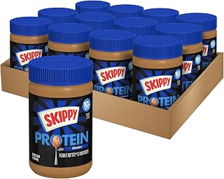 Skippy Chunky Peanut Butter with Plant Protein, 10g Protein per Serving, Gluten-Free 16oz Jars, 12 Pack Pantry Staple