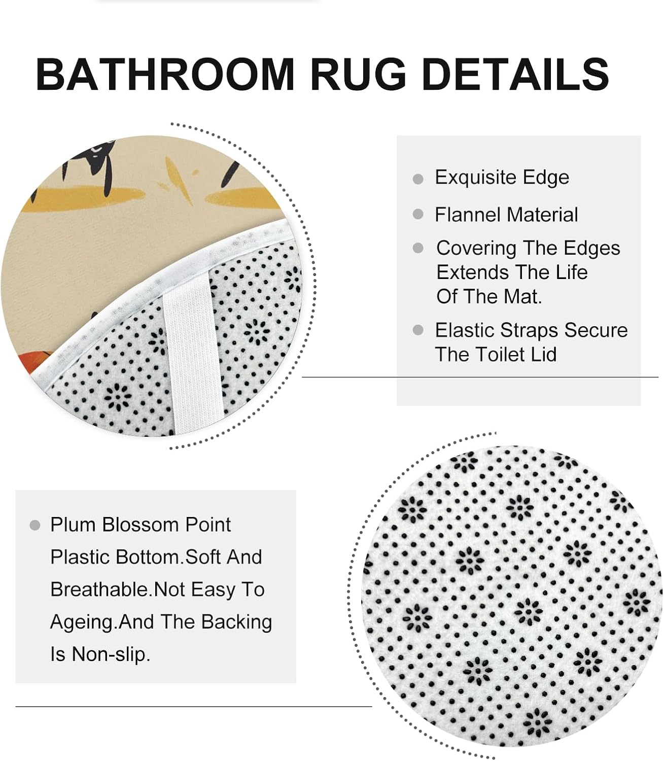 4PCS Cartoon Kids Ladybug Bathroom Accessory Sets with Non-Slip Rug, U Shape and Toilet Lid Cover Mat, Cute Fun Insect Bathroom Fabric Decor-72''x72''