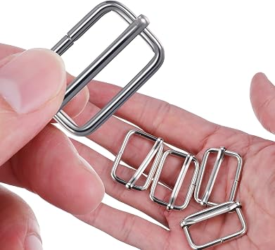 Tatuo 50 Pcs Slide Buckle 1 Inch Metal Tri-glide Slides Rectangle Buckle Adjustable for Fasteners, Strap, Backpack DIY(Silver)