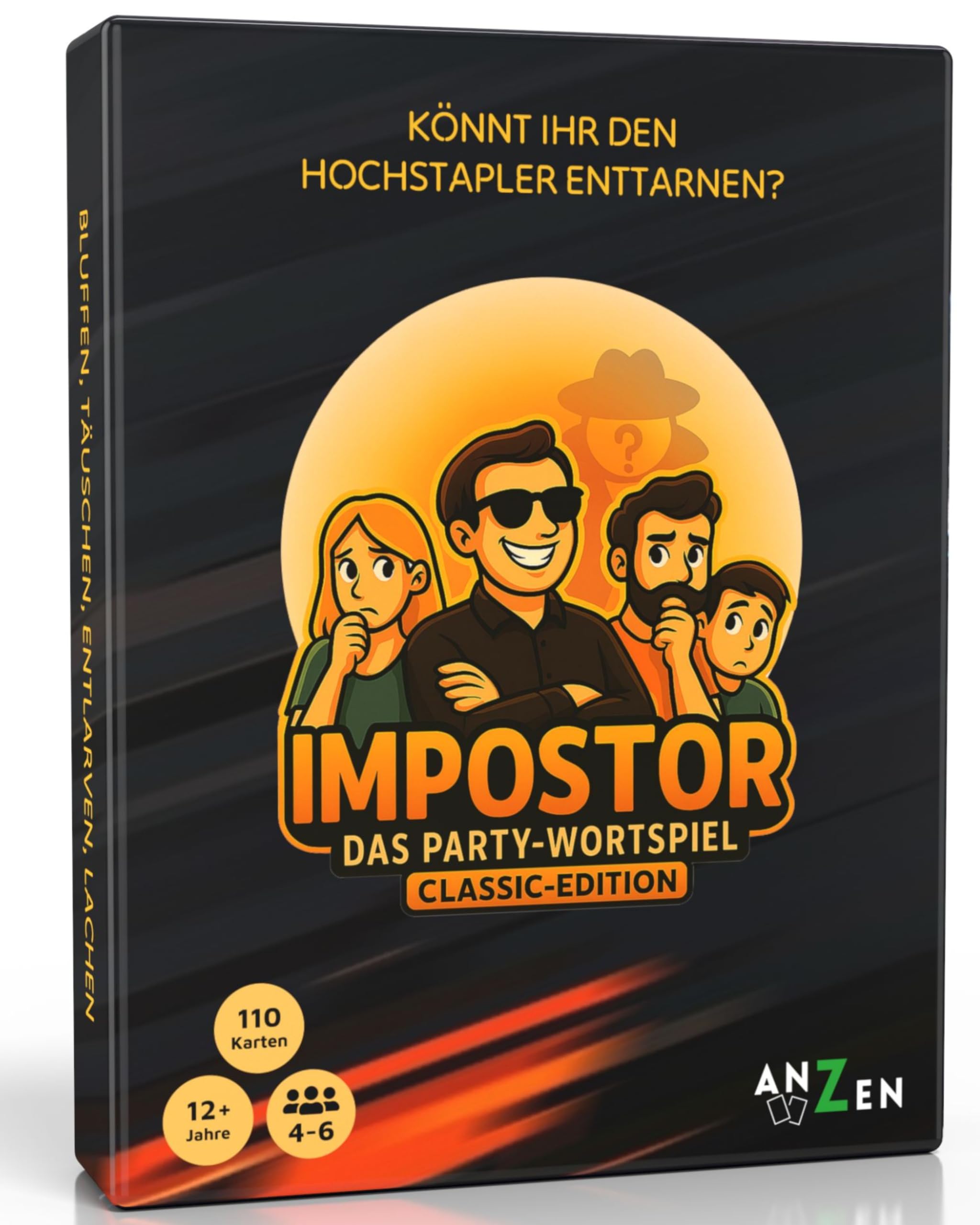 ANZEN Impostor - Das Party-Wortspiel - Classic-Edition | Könnt Ihr den Hochstapler enttarnen? | Lustiges Kartenspiel für Familie & Freunde | Ostergeschenk-e Kinder 12 Jahre