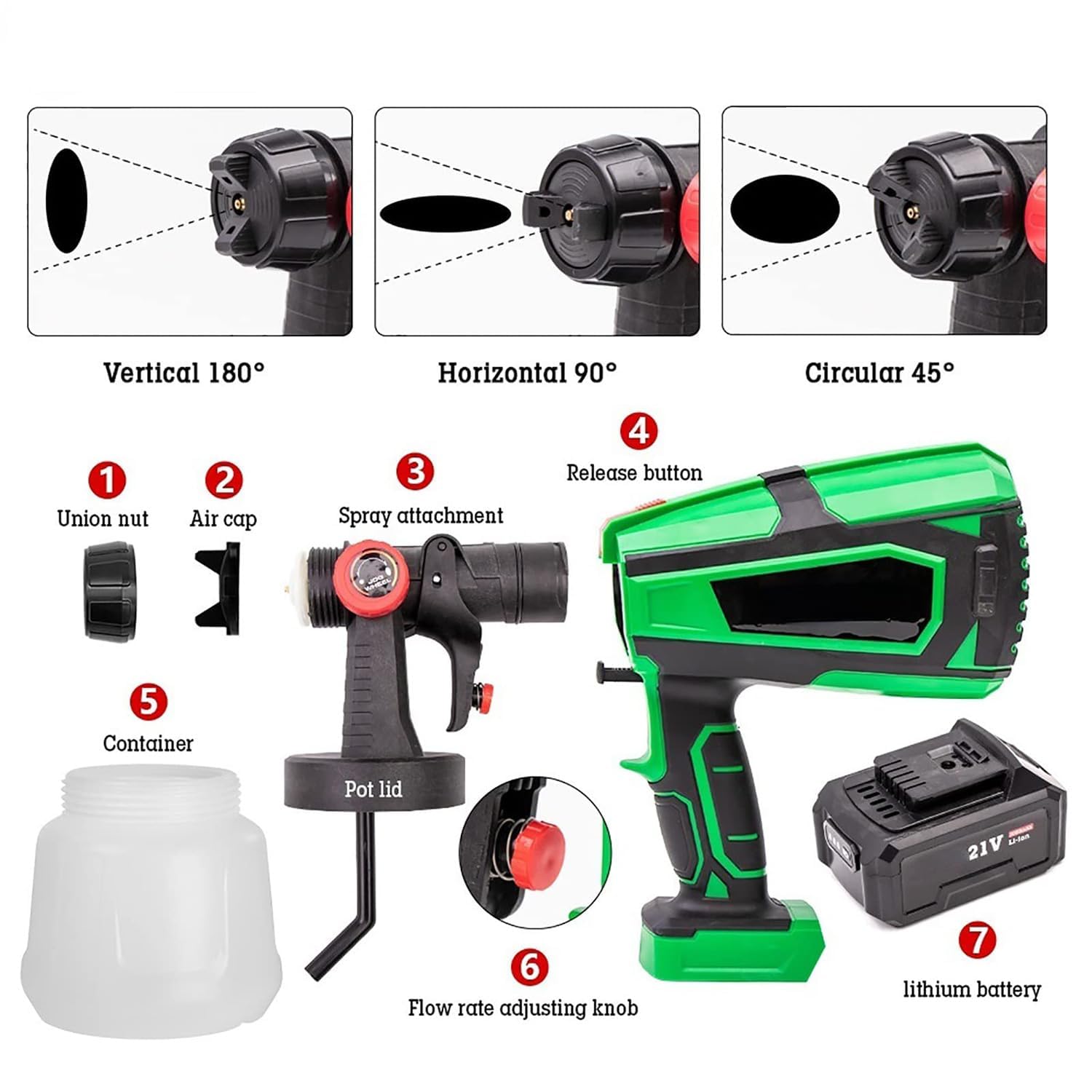 Pistola Per Verniciatura Elettrica Fai-da-te 21v 150w, Spruzzatore A Batteria Con Luce Led - Pistola A Spruzzo Portatile Per Legno, Mobili, Recinzione - 3 Modalità Di Spruzzo, Flusso Regolabile - Cont