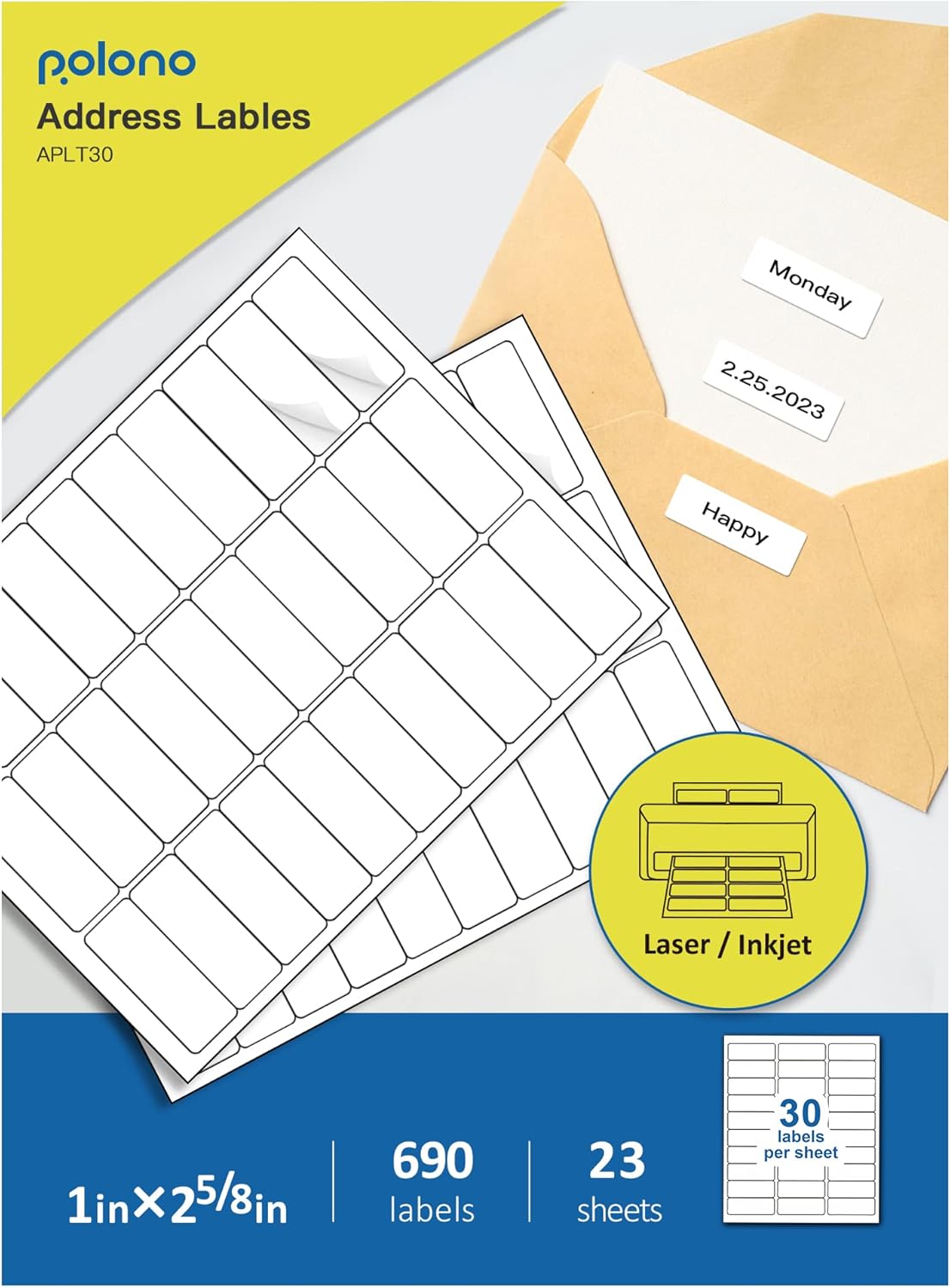Address Labels, 1" x 2 5/8" POLONO Shipping Address Labels
