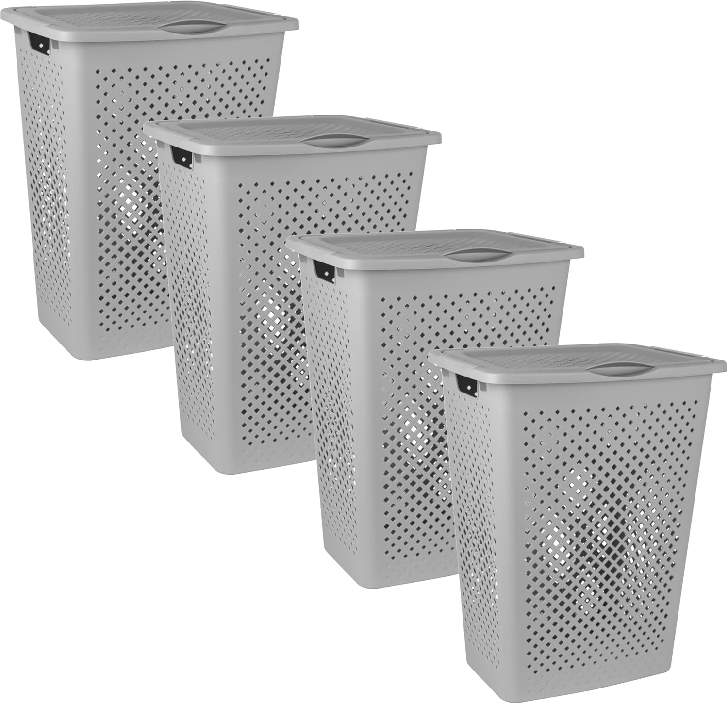 Superio Gradient Perforated Laundry Basket with Ergonomic Handles, 40 Liters- Modern Slim Design - Grey