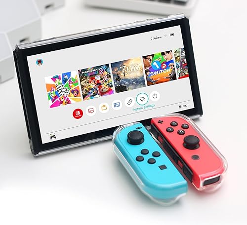 Miniatura 8 de Switch Clear Case, Dockable Protective Hard Cover Case for Nintendo Switch and Soft TPU Grip Case for Joy-Con with Tempered Glass Screen Protector