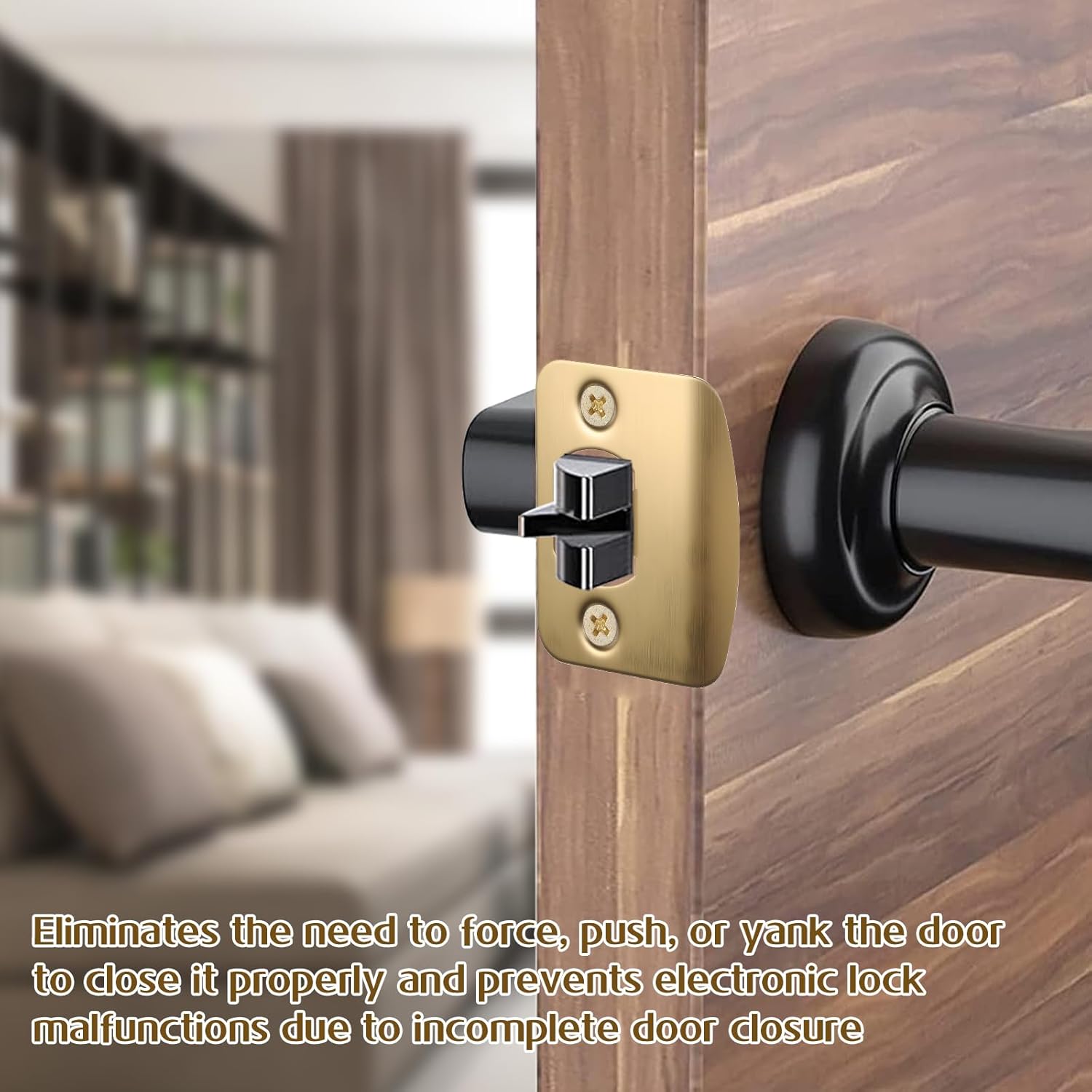 Standard Door Latch Strike Plates with Repair Kits Stainless Steel Door Lock Strike Plates Gold Security Doors Lock Latch Reinforcement Plate Doors Latches Restorer Reinforcement Plate