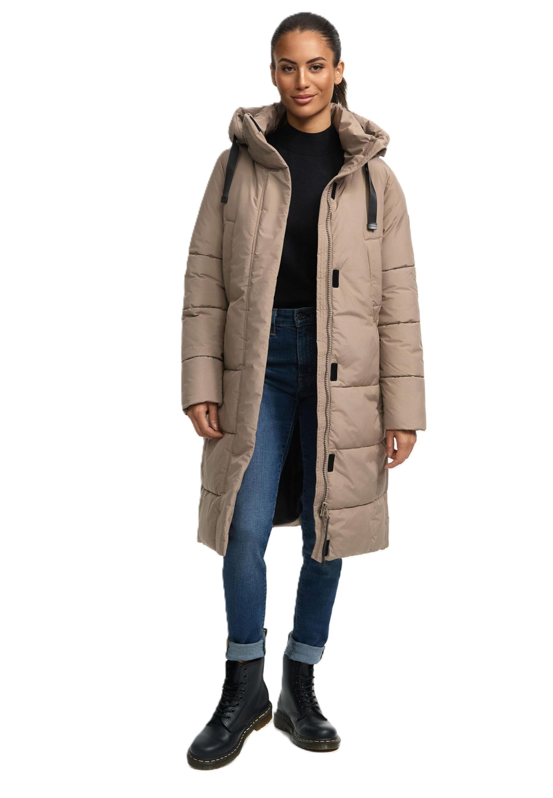 MARIKOO winterjas voor dames (S-3XL) - Steppjacke, lang gesneden, zijsplitten, afneembare capuchon, warme jas voor vrouwen - N001, Donkerblauw, XL MARIKOO winterjas voor dames (S-3XL) - Steppjacke, lang gesneden, zijsplitten, afneembare capuchon, warme jas voor vrouwen - N001, Donkerblauw, XL