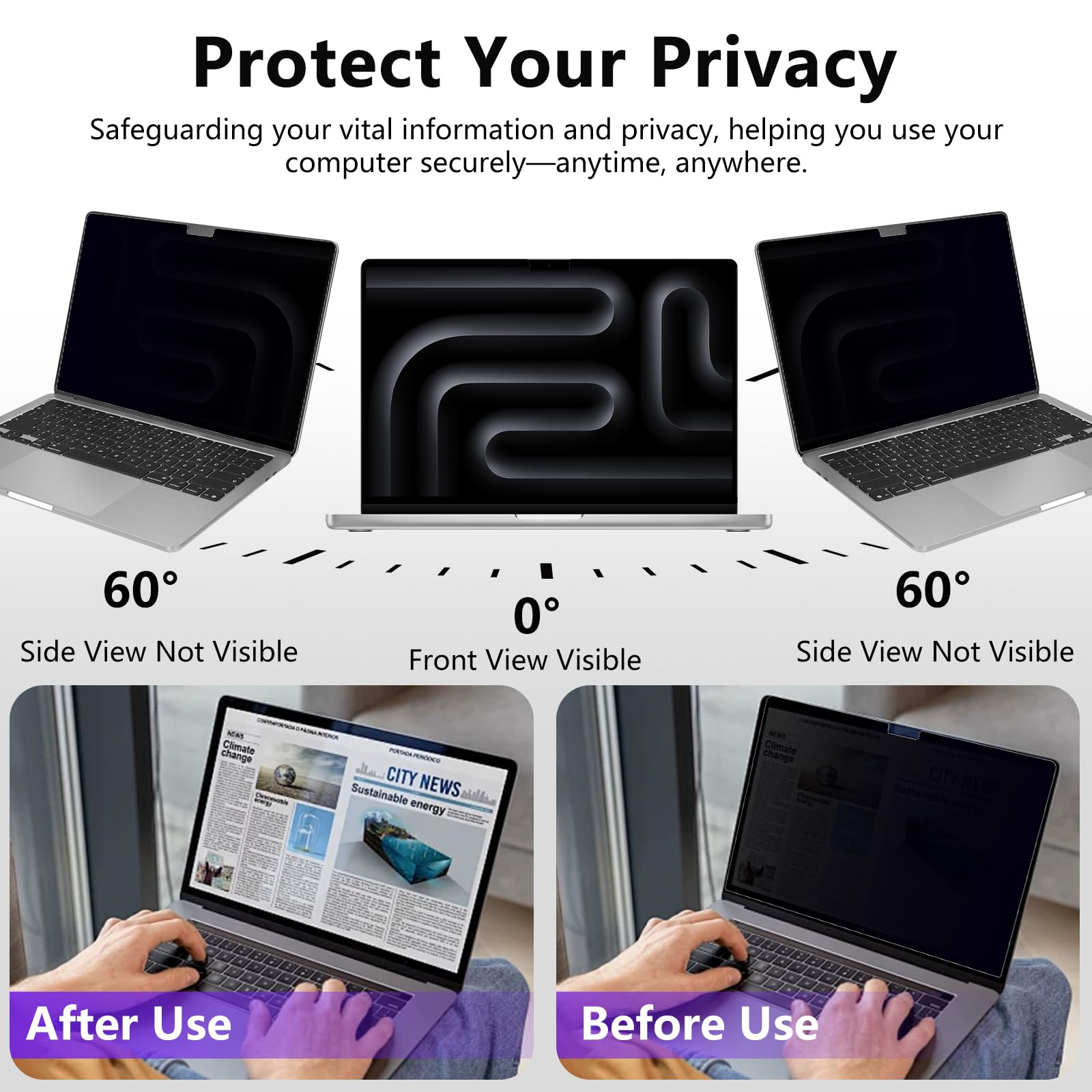 Pellicola Privacy Magnetica per MacBook Pro 16 pollici (2026–2021 M5/M4/M3/M2/M1 Pro/Max), Protettiva per Privacy Mac 16,2", Filtro Anti-Spia Luce Blu, Pellicola Protettiva Rimovibile