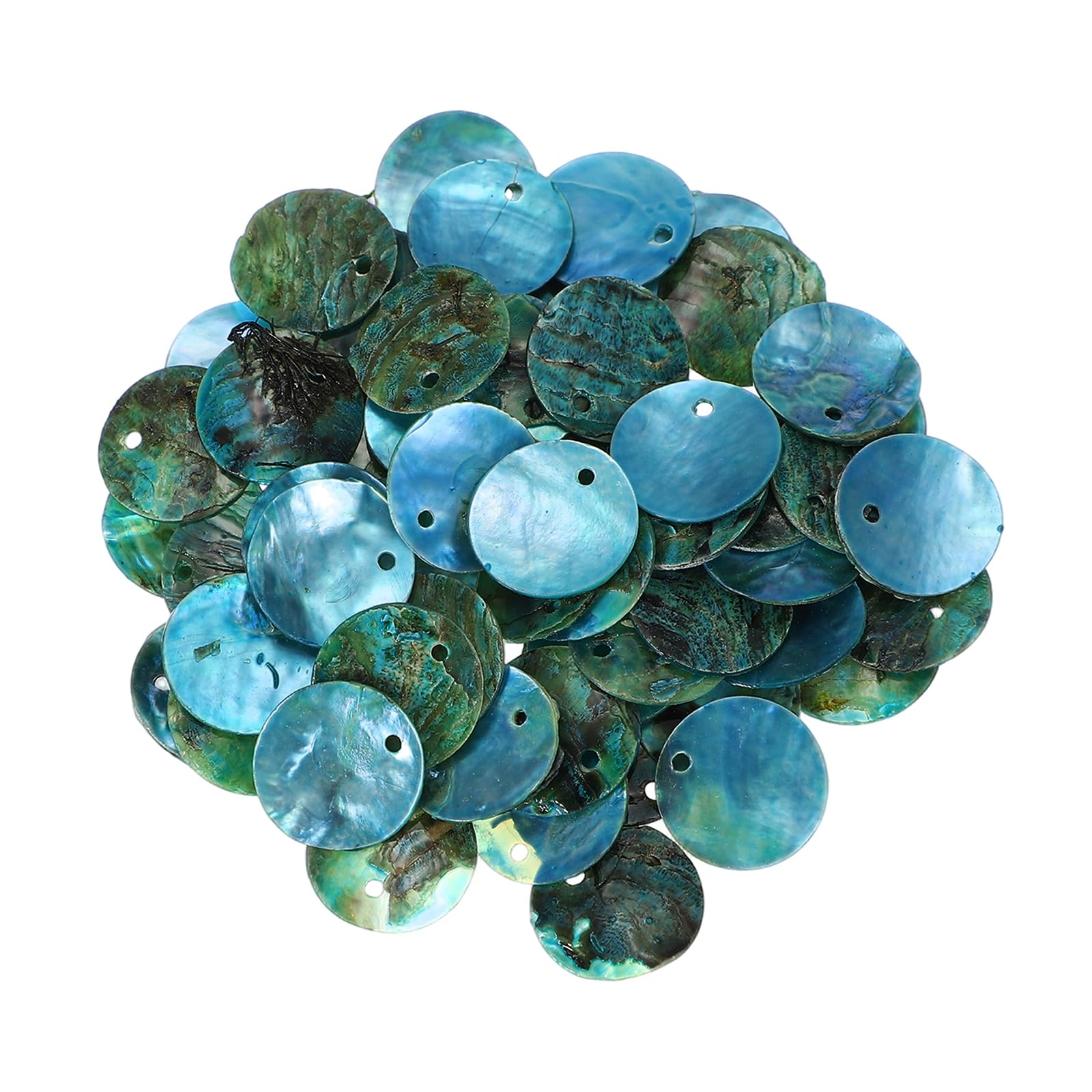 sourcing map 65Pcs Capiz Shells, 1.5cm/0.6" Round Lake Blue Shells with a Hole for Seashell Wind Chimes Curtain Shell Garland DIY Jewelry Craft Wedding Home Decoration, Lake Blue