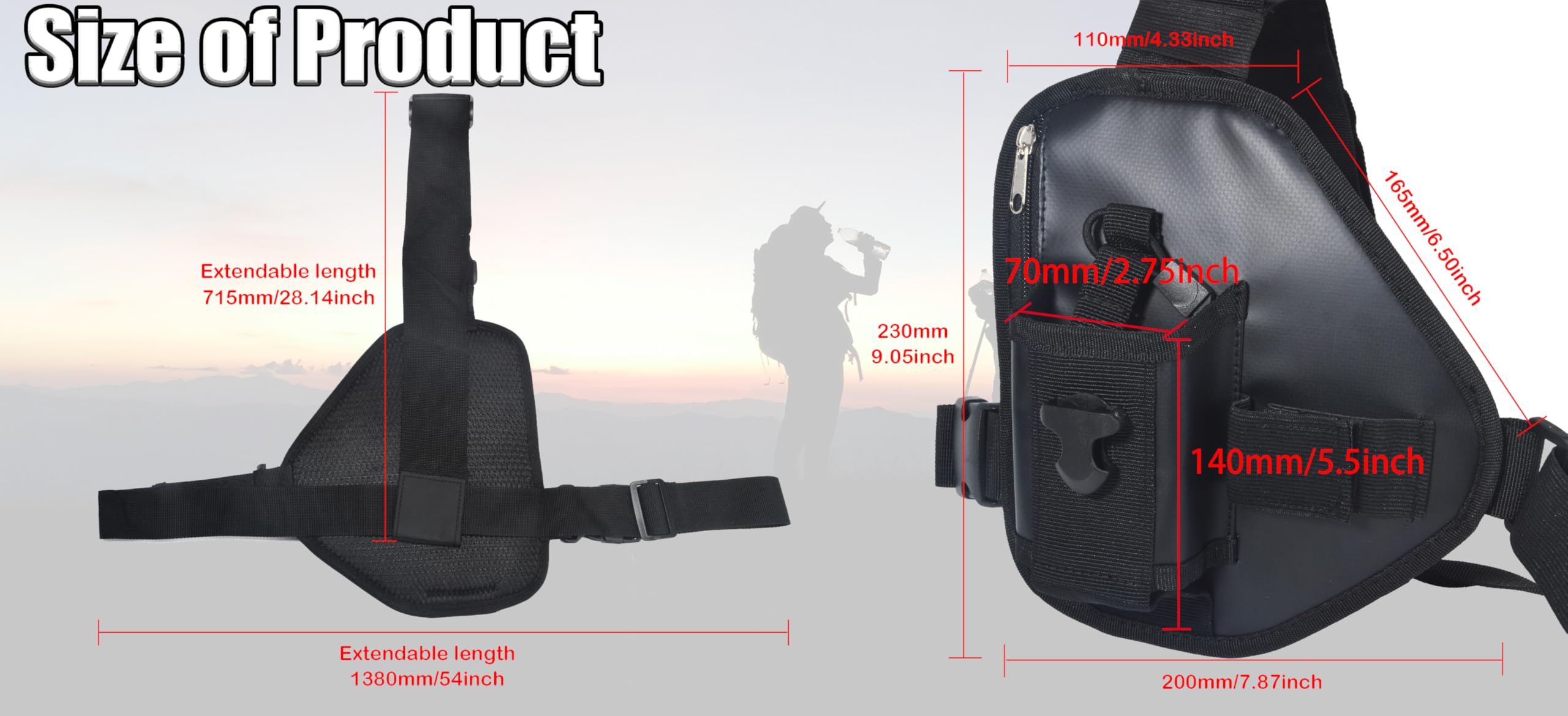 Support Universel en Nylon pour Talkie-walkie BaoFeng Midland Kenwood Yaesu Motorola 2 Voies, Exterieur (Noir)